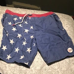 American flag board shorts